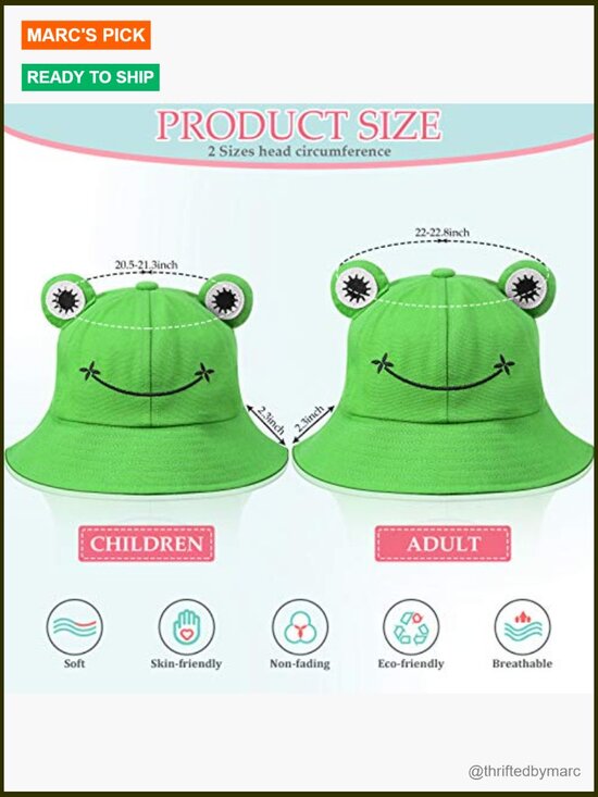 4 Pack Frog Bucket Hats Wide Brim Cotton Sun Hats Outdoor Sports main image 4